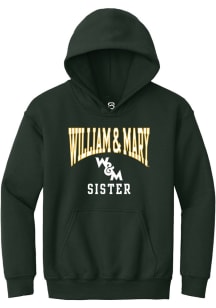 Summit Sportswear William & Mary Tribe Youth Green Sister Long Sleeve Hoodie