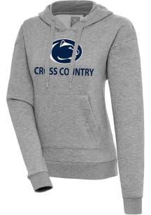 Antigua Penn State Nittany Lions Womens Grey Heather Cross Country  Victory Hooded Sweatshirt