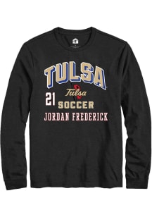 jordan frederick Tulsa Golden Hurricane Black NIL Arch Logo Long Sleeve Player T Shirt