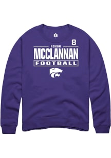 Simon McClannan K-State Wildcats Mens Purple Football NIL Stacked Box Player Crew