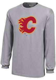Champion Calgary Flames Youth Grey Core Long Sleeve T-Shirt