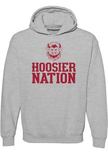 Indiana Hoosiers Mens Grey Hoosier Nation Bison Long Sleeve Hoodie