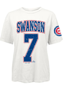 Dansby Swanson Chicago Cubs Womens White Oversized Player T-Shirt