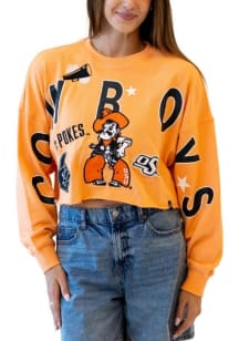 Gameday Social Oklahoma State Cowboys Womens Orange Patched Up Crew Sweatshirt
