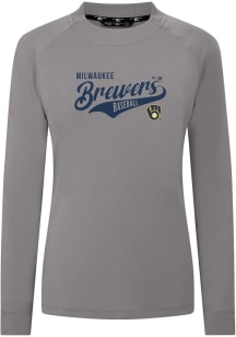 Levelwear Milwaukee Brewers Womens Grey Slender Glide Pullover