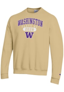 Champion Washington Huskies Mens Gold Class of 2028 Powerblend Long Sleeve Crew Sweatshirt