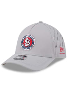 New Era St Louis Cardinals Mens Grey Patch 39THIRTY A Frame Flex Hat