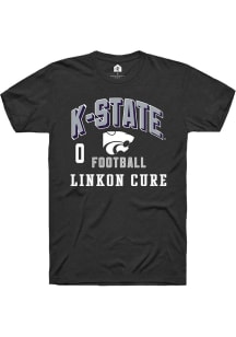 Linkon Cure K-State Wildcats Black Football NIL Arch Logo Short Sleeve Player T Shirt