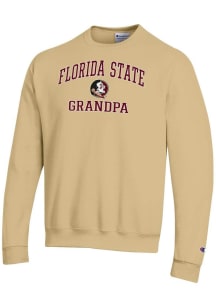 Champion Florida State Seminoles Mens Gold Grandpa Powerblend Long Sleeve Crew Sweatshirt