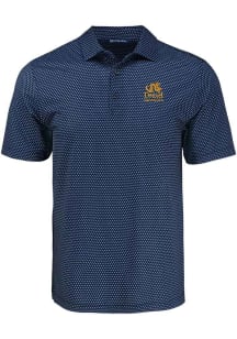 Cutter and Buck Drexel Dragons Mens Navy Blue Shadow Check Academic Short Sleeve Polo