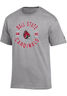 Champion Ball State Cardinals Grey Circle Stripes Jersey Short Sleeve T Shirt