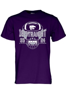 Blue 84 K-State Wildcats Purple Football Beat Kansas Jayhawks 18 Straight Short Sleeve T Shirt