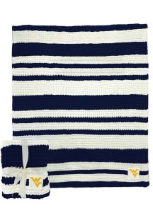 West Virginia Mountaineers Primary Cable Knit Fleece Blanket - Navy Blue