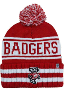 Wisconsin Badgers Red Rally Cry Pom Knit Mens Knit Hat