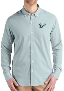 Cutter and Buck South Florida Bulls Mens Green Epic Confidence Pinstripe Long Sleeve Dress Shirt