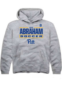 Lola Abraham Rally Pitt Panthers Youth NIL Stacked Box Long Sleeve Player Hoodie Grey