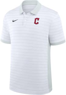 Nike Cleveland Guardians Mens White Authentic Collection Victory Stripe Short Sleeve Polo