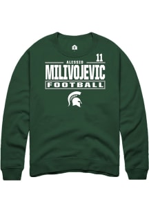 Alessio Milivojevic  Rally Michigan State Spartans Mens Green NIL Stacked Box Long Sleeve Crew Swe..