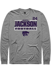 Martel Jackson K-State Wildcats Graphite Football NIL Stacked Box Long Sleeve Player T Shirt