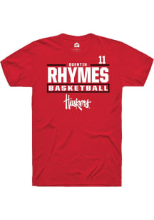 Quentin Rhymes Nebraska Cornhuskers Red NIL Stacked Box Short Sleeve Player T Shirt