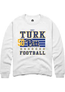 Shep Turk Pitt Panthers Mens White Football NIL Striped Player Crew