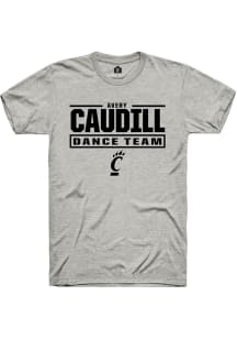 Avery Caudill Cincinnati Bearcats Ash NIL Stacked Box Short Sleeve Player T Shirt