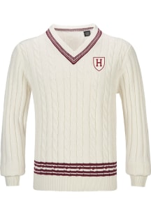 Harvard Crimson Mens Natural Cricket Long Sleeve Crew Sweatshrt