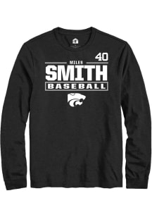 Miles Smith  K-State Wildcats Black Rally NIL Stacked Box Long Sleeve T Shirt