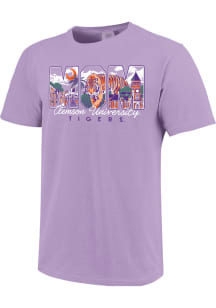 Clemson Tigers Womens Lavender Campus Drawing Mom Short Sleeve T-Shirt
