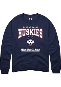 Summit Sportswear UConn Huskies Mens Navy Blue Men's Track & Field Long Sleeve Crew Sweatshirt