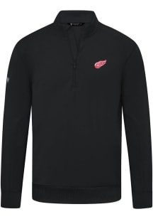 Levelwear Detroit Red Wings Mens Black Upright 3D Embroidered Patch Long Sleeve Qtr Zip Pullover