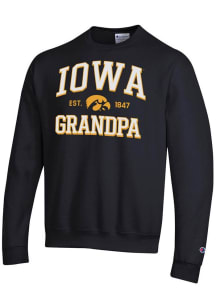 Champion Iowa Hawkeyes Mens Black Est. Date Grandpa Powerblend Long Sleeve Crew Sweatshirt