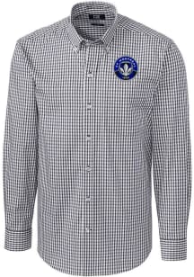 Cutter and Buck Montreal Impact Mens Charcoal Easy Care Gingham Long Sleeve Dress Shirt