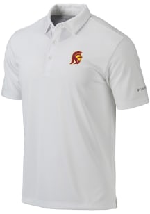 Columbia USC Trojans Mens White Heat Seal Omni Wick Drive Short Sleeve Polo