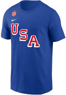 Tage Thompson International Hockey USA Blue Olympic Short Sleeve Player T Shirt