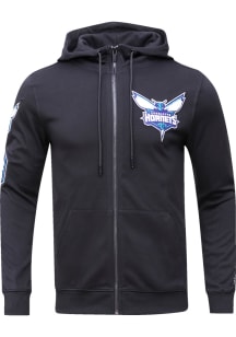Pro Standard Charlotte Hornets Mens Black Classic Chenille Long Sleeve Zip Fashion