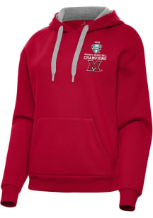 Antigua Miami RedHawks Womens Red 2026 MAC Women's Basketball Champs Victory Hooded Sweatshirt
