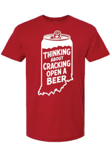 Summit Sportswear Indiana Red Thinking about cracking open a beer Short Sleeve T Shirt