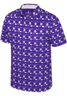 Colosseum K-State Wildcats Mens Purple Vintage Logo Short Sleeve Polo