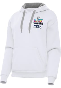 Antigua Seattle Seahawks Womens White 2025 Super Bowl Champions Victory Hooded Sweatshirt