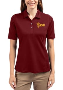 Cutter and Buck Arizona State Sun Devils Womens Maroon Virtue Eco Pique Short Sleeve Polo Shirt