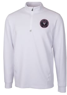 Cutter and Buck Inter Miami CF Mens White Traverse Long Sleeve Qtr Zip Pullover