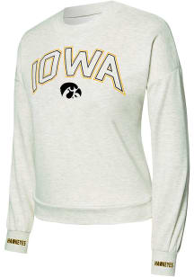 Concepts Sport Iowa Hawkeyes Womens White Heather Crew Sweatshirt