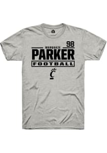 Marquaze Parker Cincinnati Bearcats Ash Football NIL Stacked Box Short Sleeve Player T Shirt