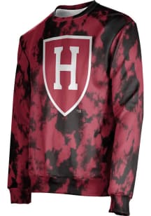 ProSphere Harvard Crimson Mens Crimson Grunge Long Sleeve Crew Sweatshirt
