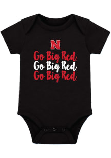 Nebraska Cornhuskers Baby Black Team Wordmark Short Sleeve One Piece