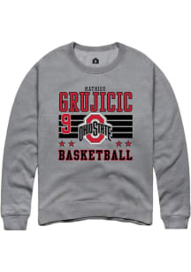 Mathieu Grujicic Ohio State Buckeyes Mens Grey NIL Striped Player Crew