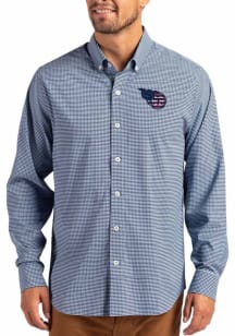 Cutter and Buck Tennessee Titans Mens Light Blue Americana Gingham LS Woven Long Sleeve Dress Shir..