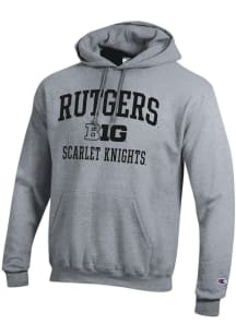 Champion Rutgers Scarlet Knights Mens Grey Big Ten Powerblend Long Sleeve Hoodie