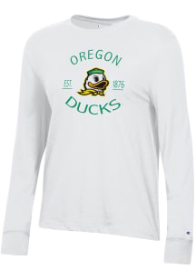 Champion Oregon Ducks Womens White Core LS Tee